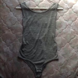 Gray striped bodysuit